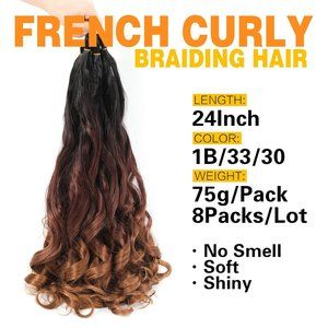 French Curl Braiding Hair | Hair Extensions | 8 Packs 24 Inches Long - NWT